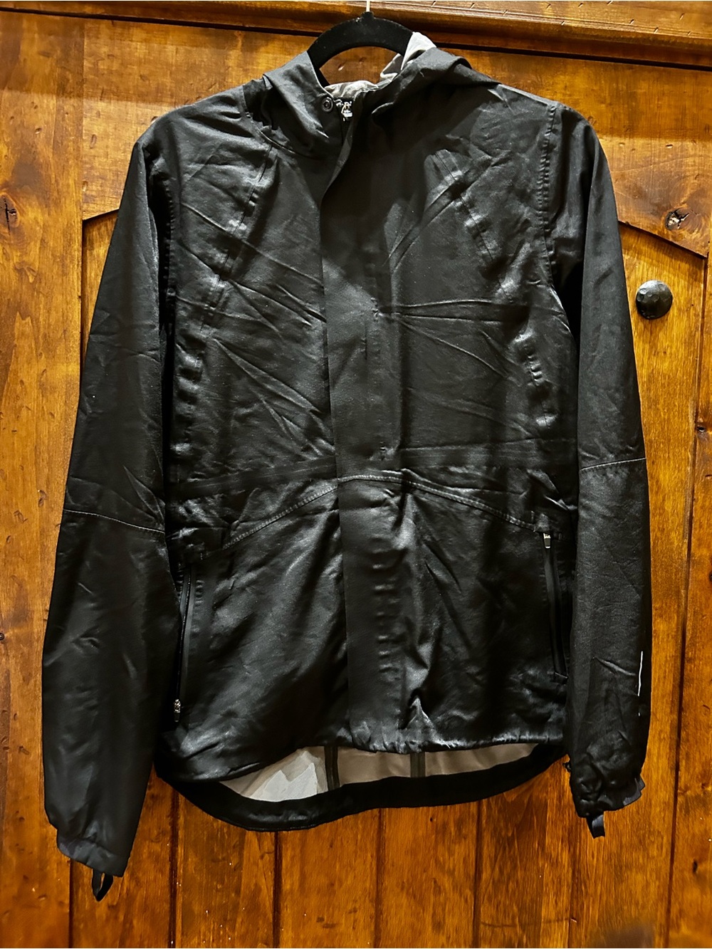 Fabletics Unisex Black Hooded Windbreaker, Size S